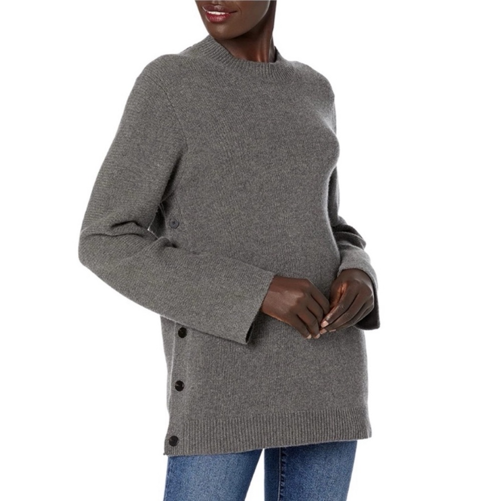 Theory New Button Tunic Sweater Gray Wool Cashmere Small